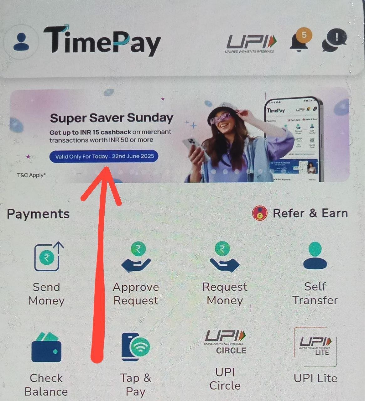 Times Pay Super Saver UPI Offer Banner