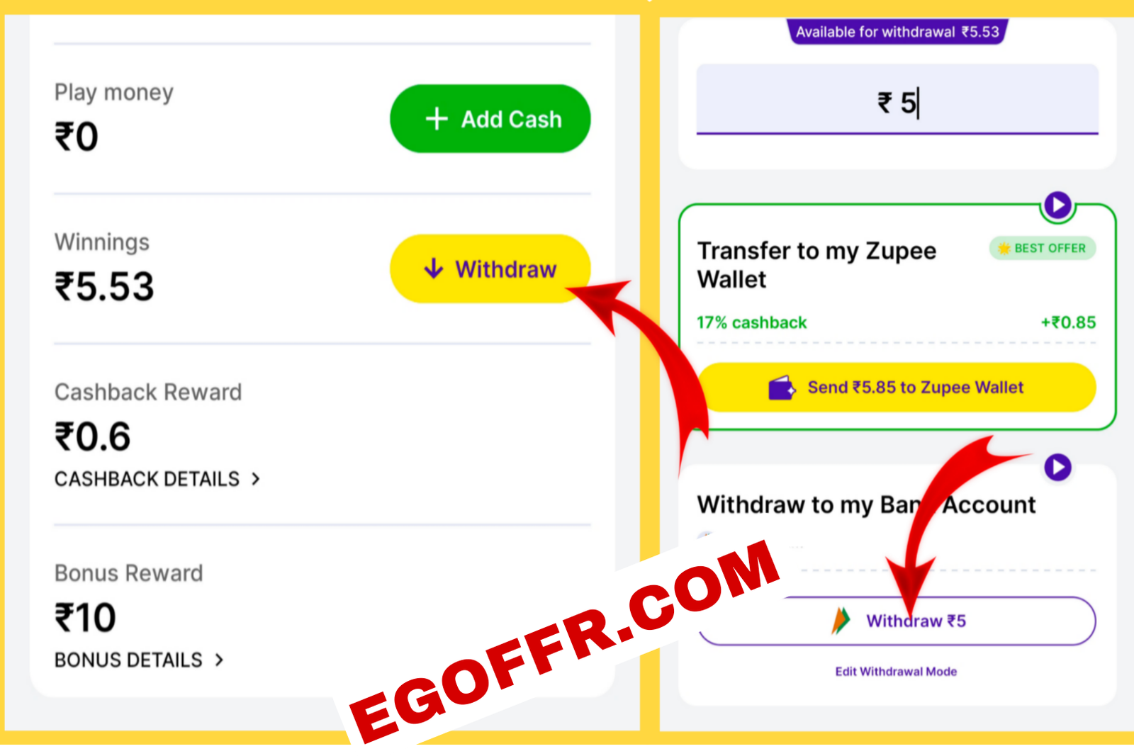 Withdraw Cash from Zupee Ludo