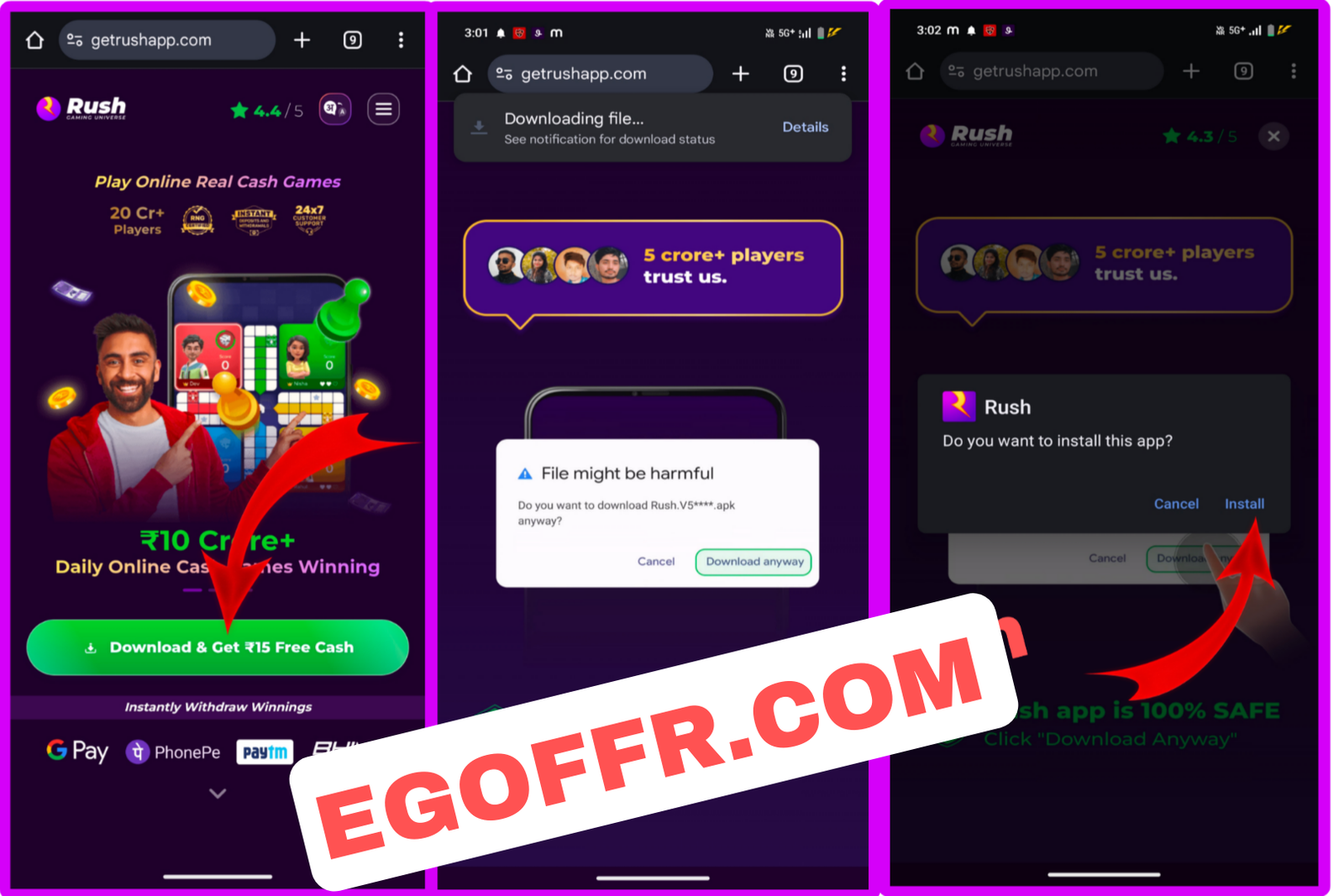 Withdraw from Rush App