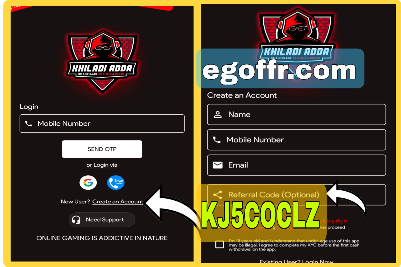 Khiladi Adda Registration Steps 2025