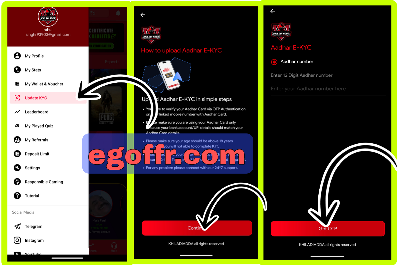 Khiladi Adda KYC Steps 2025