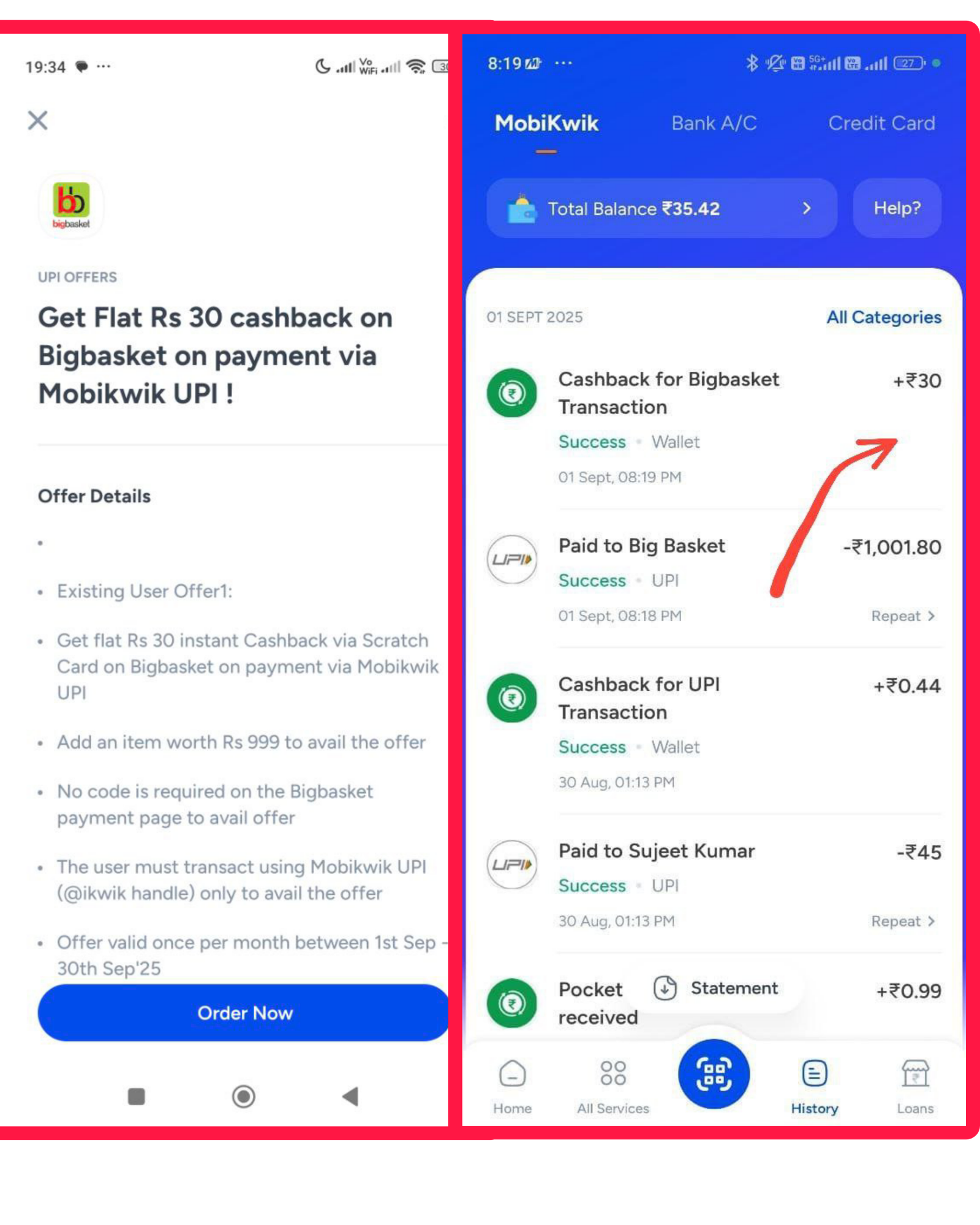 Bigbasket x MobiKWik Cashback Trick 2025